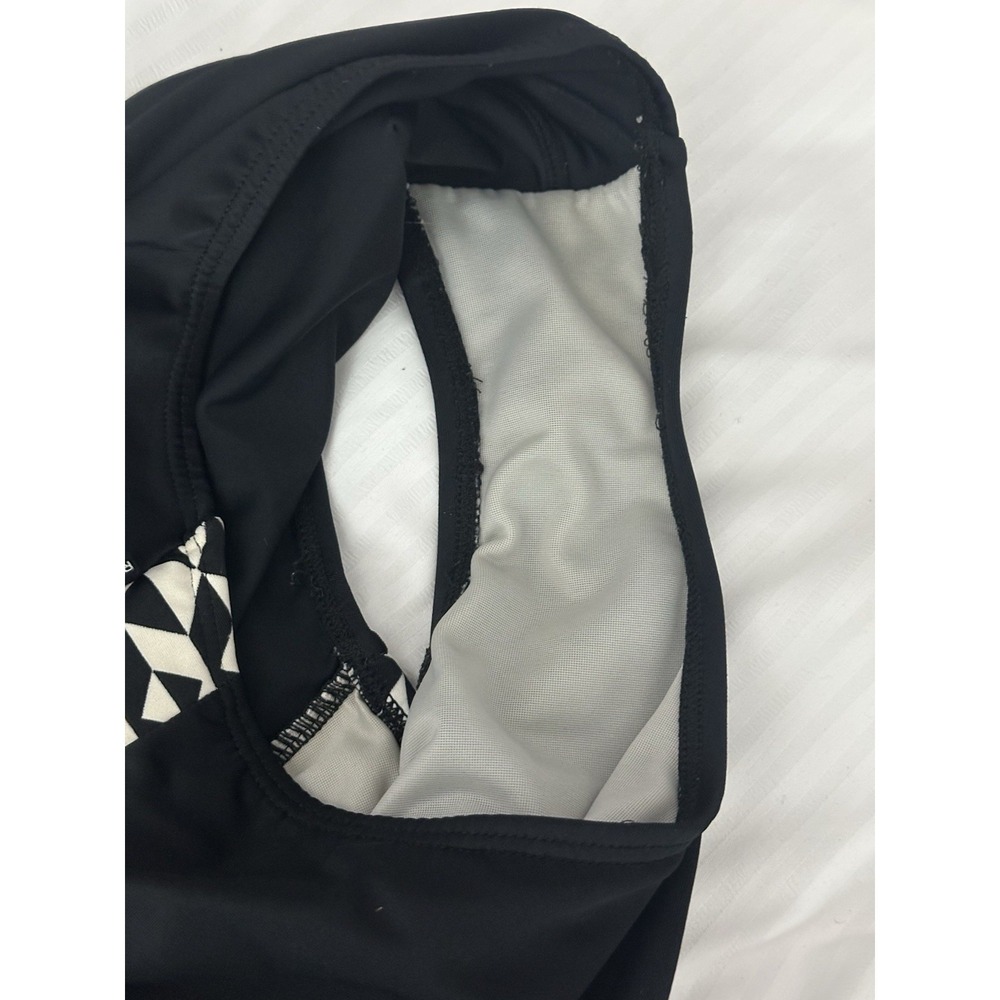 Reebok Swimsuit Black One Piece Women Sz 10 Slimming Geometric Trim - Picture 8 of 9